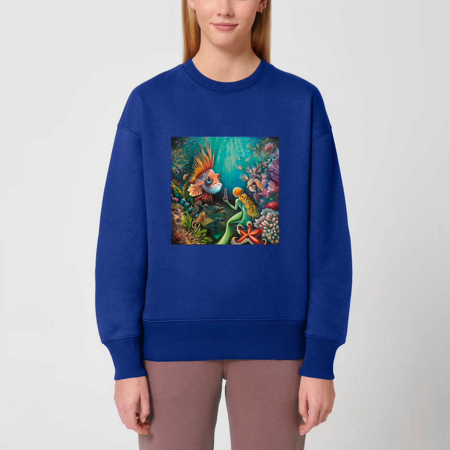 UNISEX OVERSIZE DŽEMPERIAI SU SPAUDINIU ,,ŠACHMATAI PO VANDENIU’’