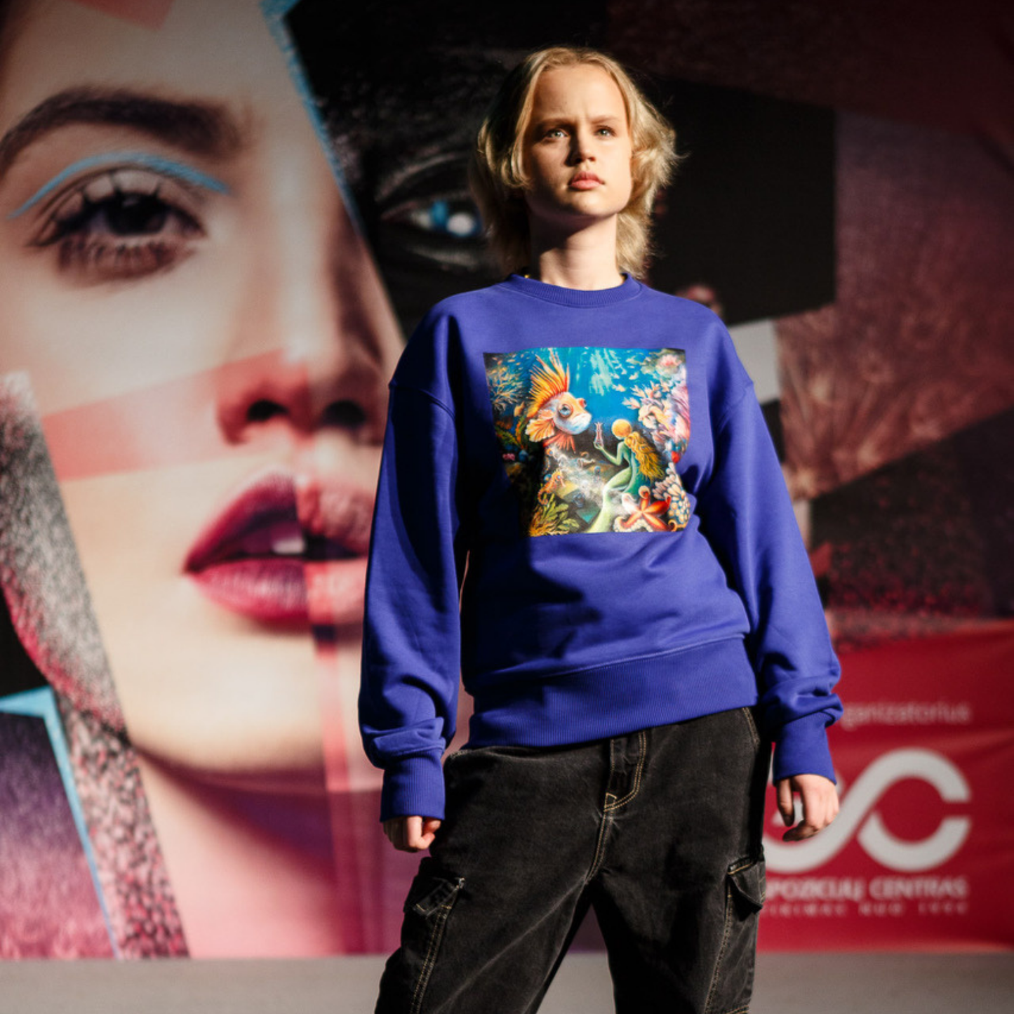UNISEX OVERSIZE DŽEMPERIAI SU SPAUDINIU ,,ŠACHMATAI PO VANDENIU’’