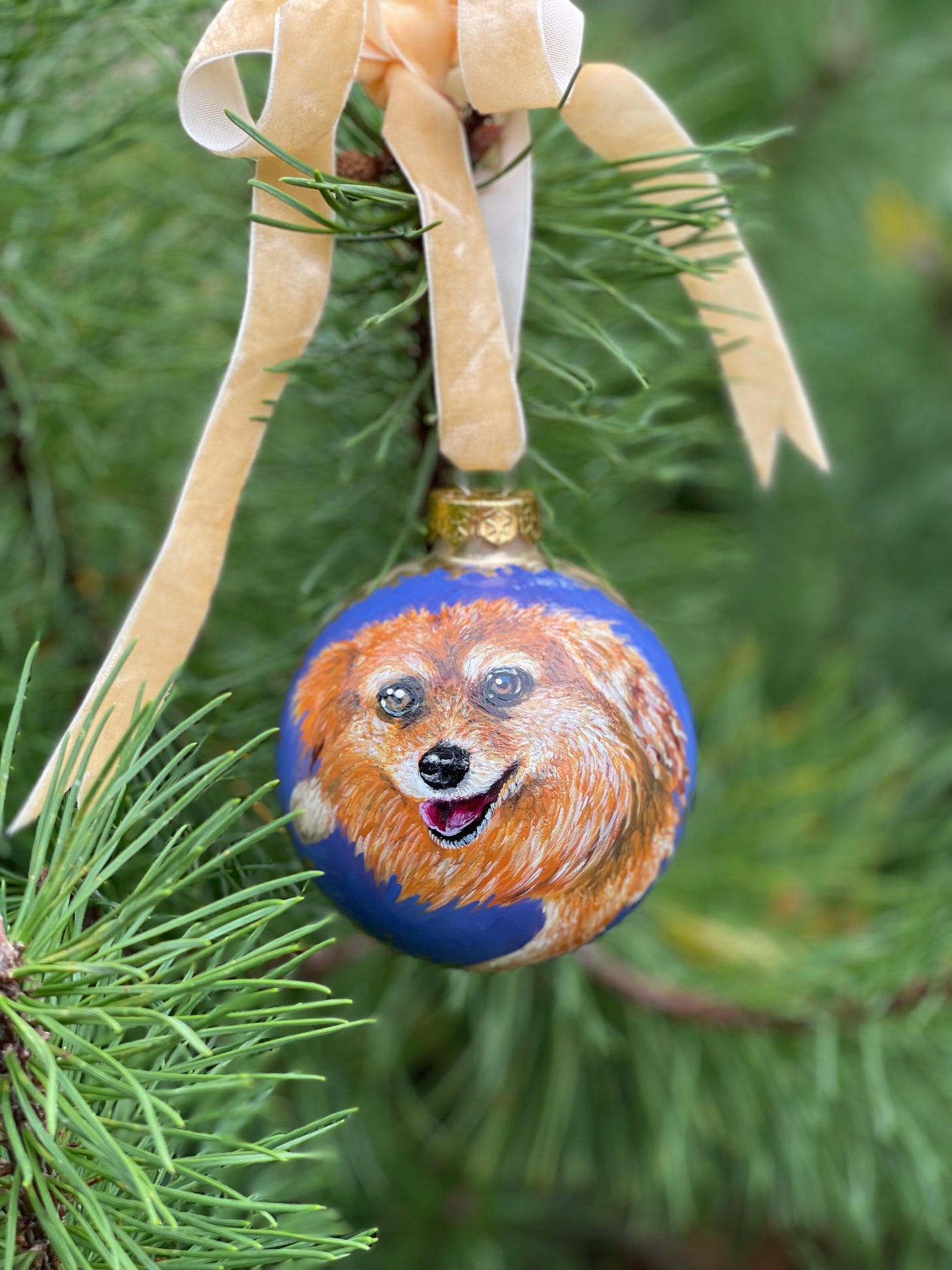 Rankų darbo eglutės burbulas su miniatiūrine tapyba | Vienetinis meno kūrinys