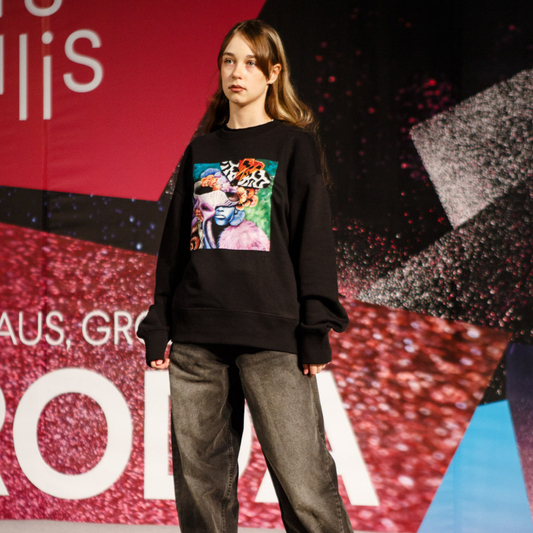 UNISEX OVERSIZE DŽEMPERIS SU SPAUDINIU ,,ŠNABŽDESYS’’
