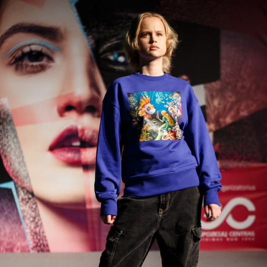 UNISEX OVERSIZE DŽEMPERIAI SU SPAUDINIU ,,ŠACHMATAI PO VANDENIU’’