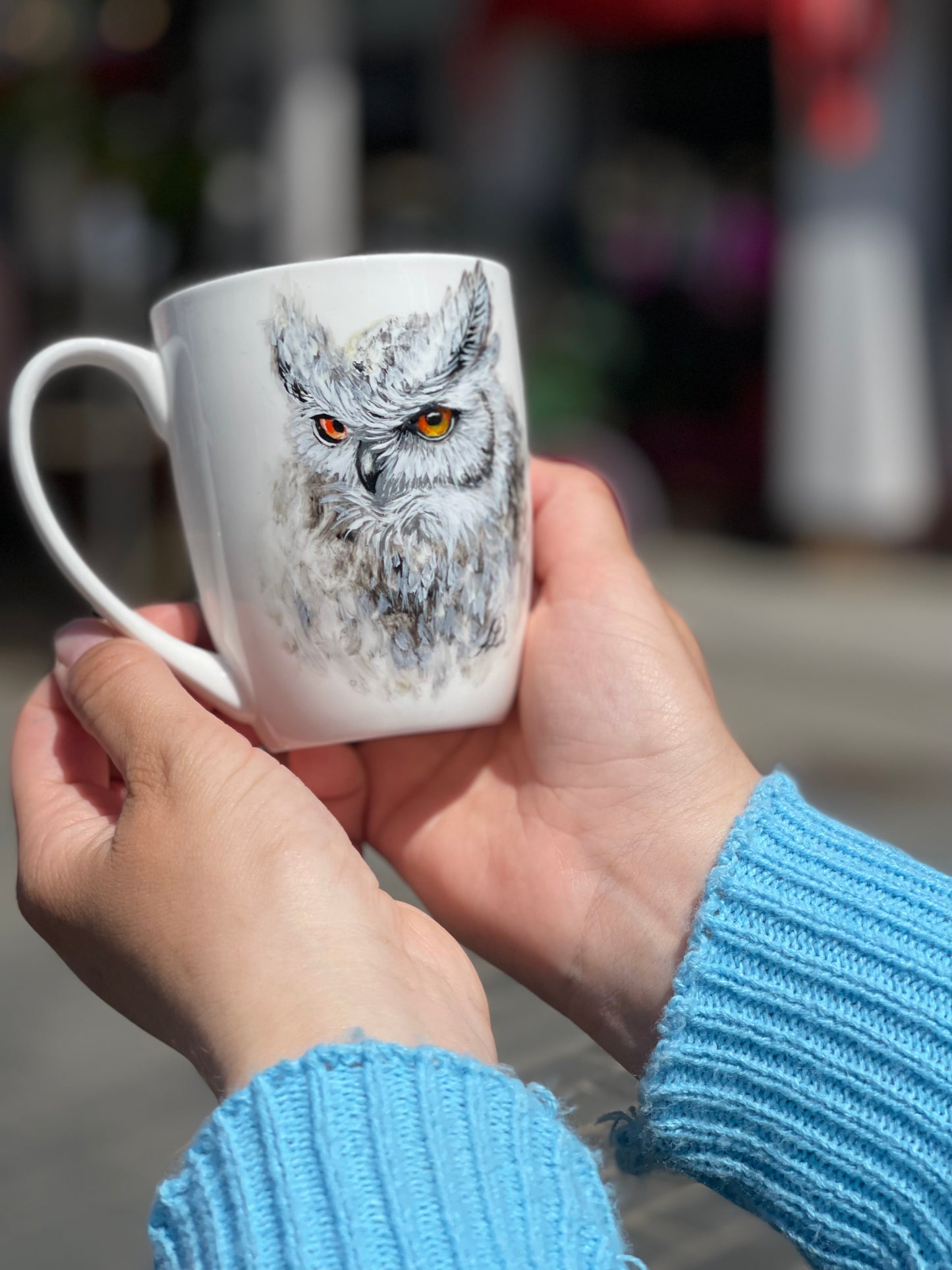 Rankų darbo porcelianinis puodelis su Pelėda| Tapyba ant porceliano | Unikali dovana