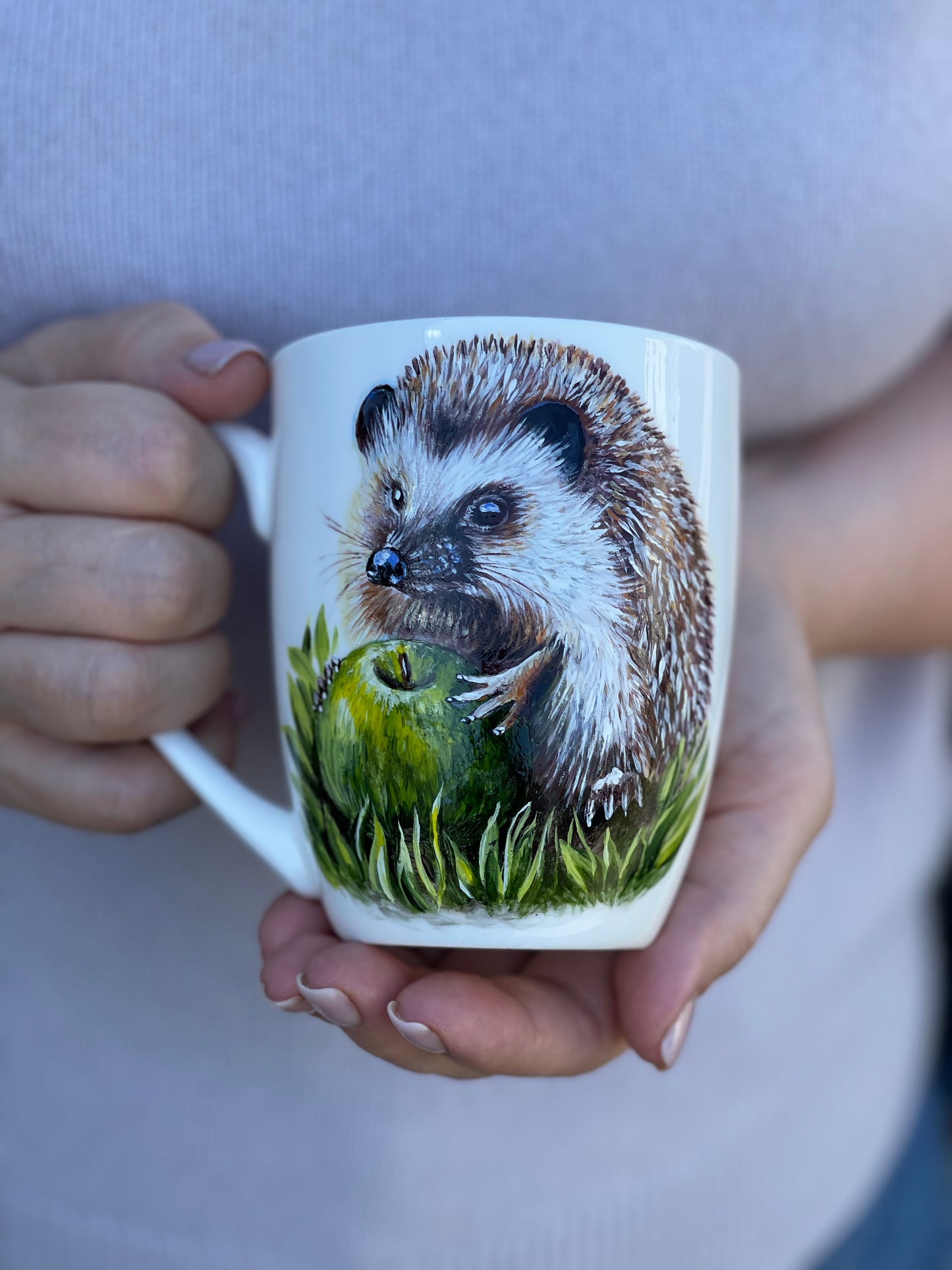 Rankų darbo porcelianinis puodelis su Ežiuku| Tapyba ant porceliano | Unikali dovana