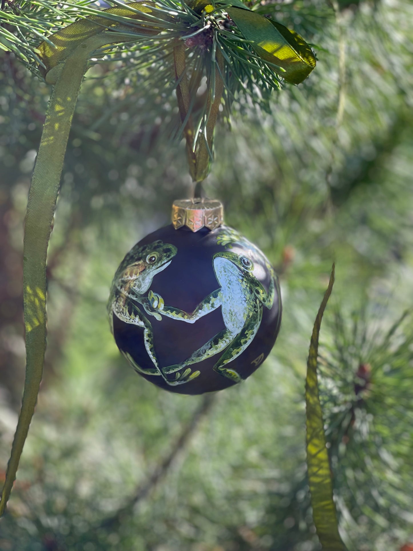 Rankų darbo eglutės burbulas su miniatiūrine tapyba | Vienetinis meno kūrinys