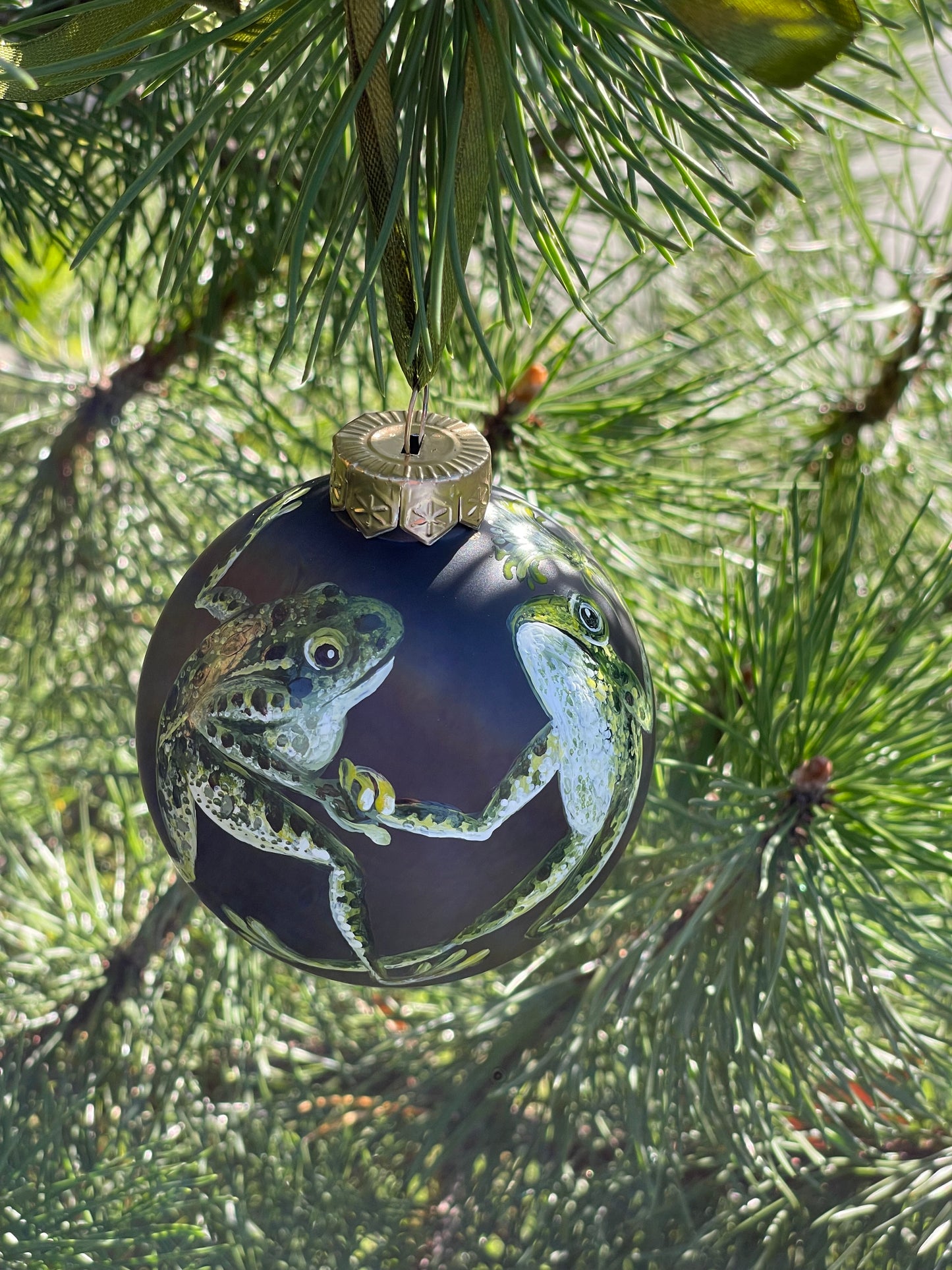 Rankų darbo eglutės burbulas su miniatiūrine tapyba | Vienetinis meno kūrinys