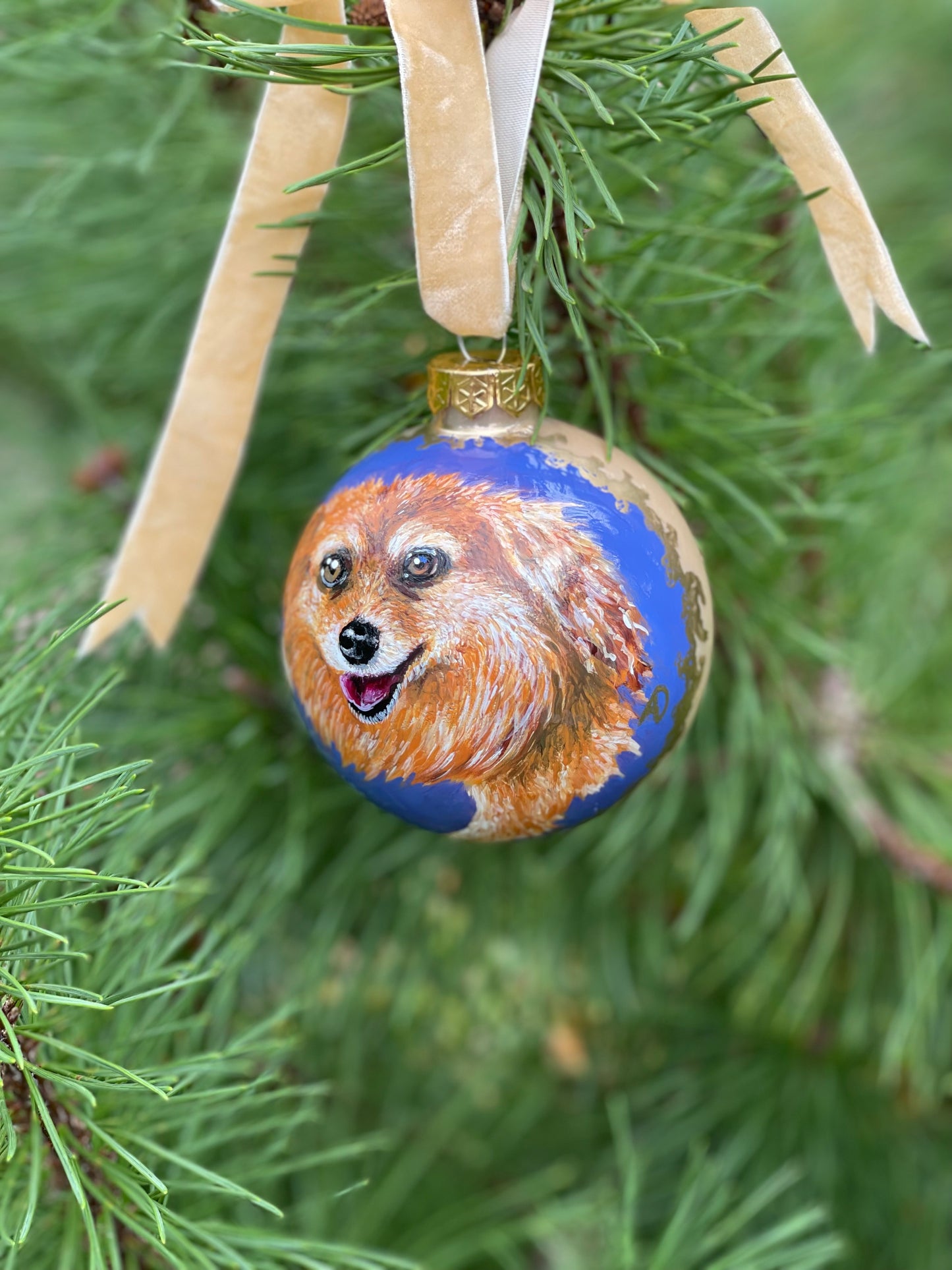 Rankų darbo eglutės burbulas su miniatiūrine tapyba | Vienetinis meno kūrinys