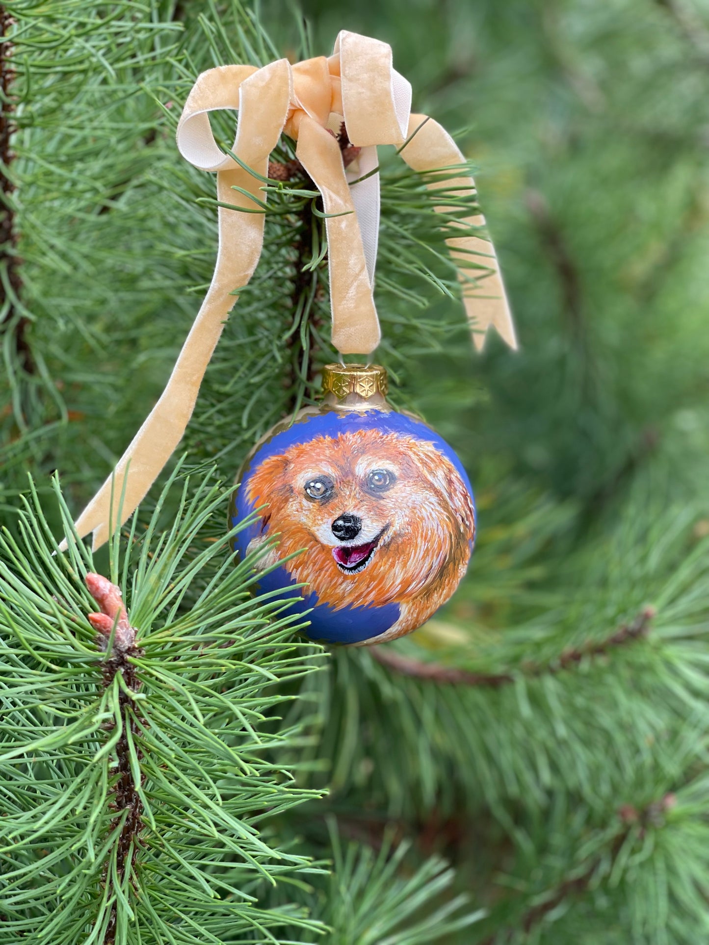 Rankų darbo eglutės burbulas su miniatiūrine tapyba | Vienetinis meno kūrinys