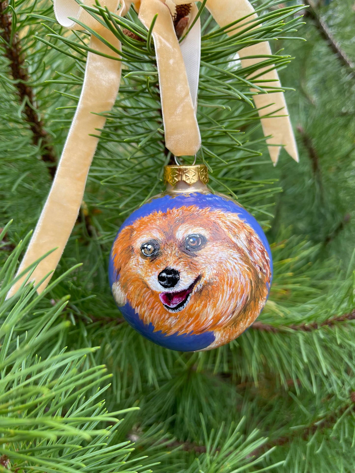 Rankų darbo eglutės burbulas su miniatiūrine tapyba | Vienetinis meno kūrinys