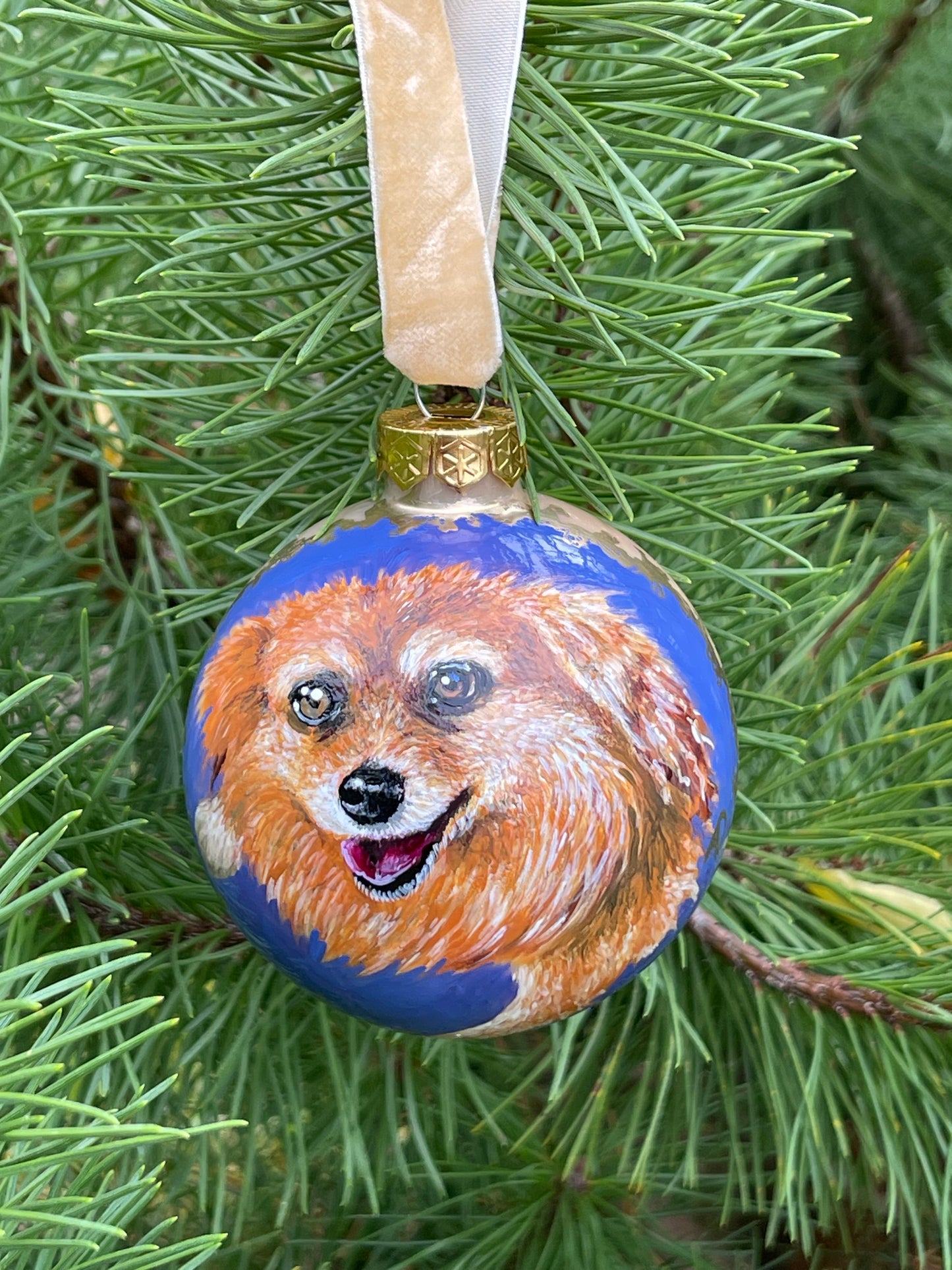 Rankų darbo eglutės burbulas su miniatiūrine tapyba | Vienetinis meno kūrinys