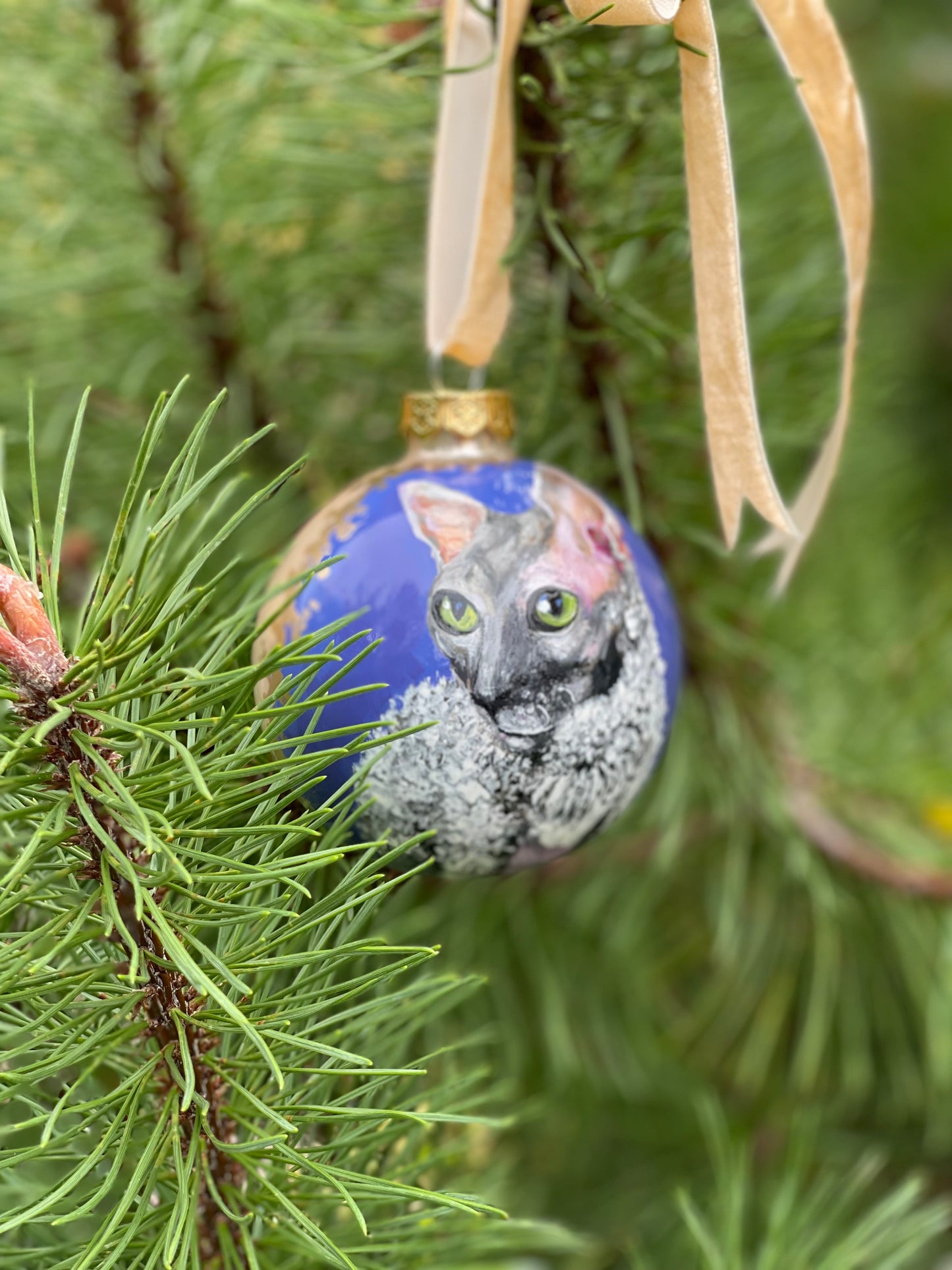 Rankų darbo eglutės burbulas su miniatiūrine tapyba | Vienetinis meno kūrinys