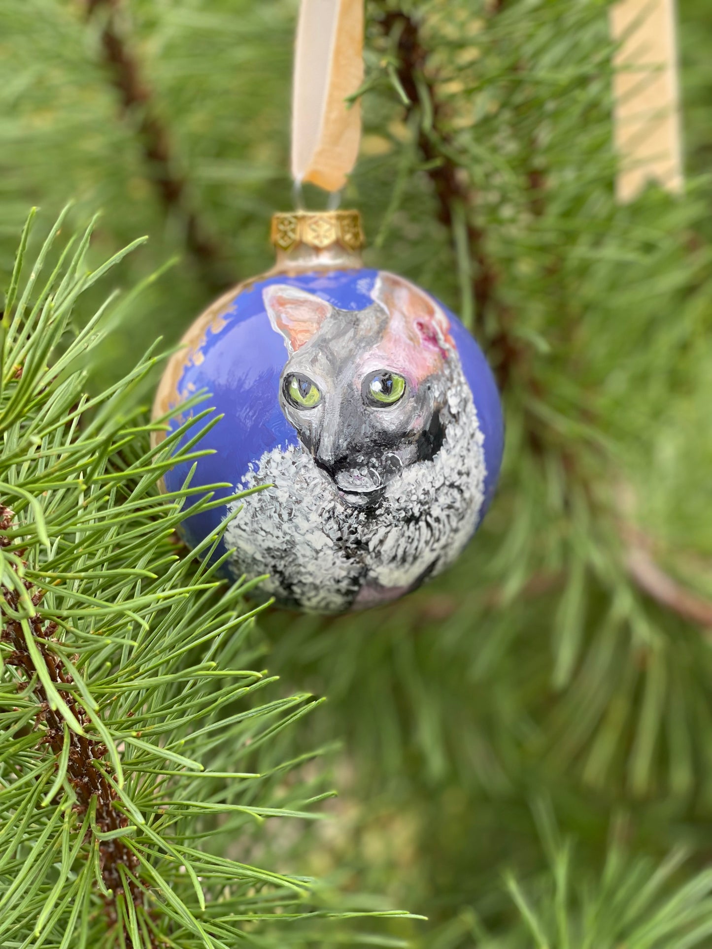 Rankų darbo eglutės burbulas su miniatiūrine tapyba | Vienetinis meno kūrinys