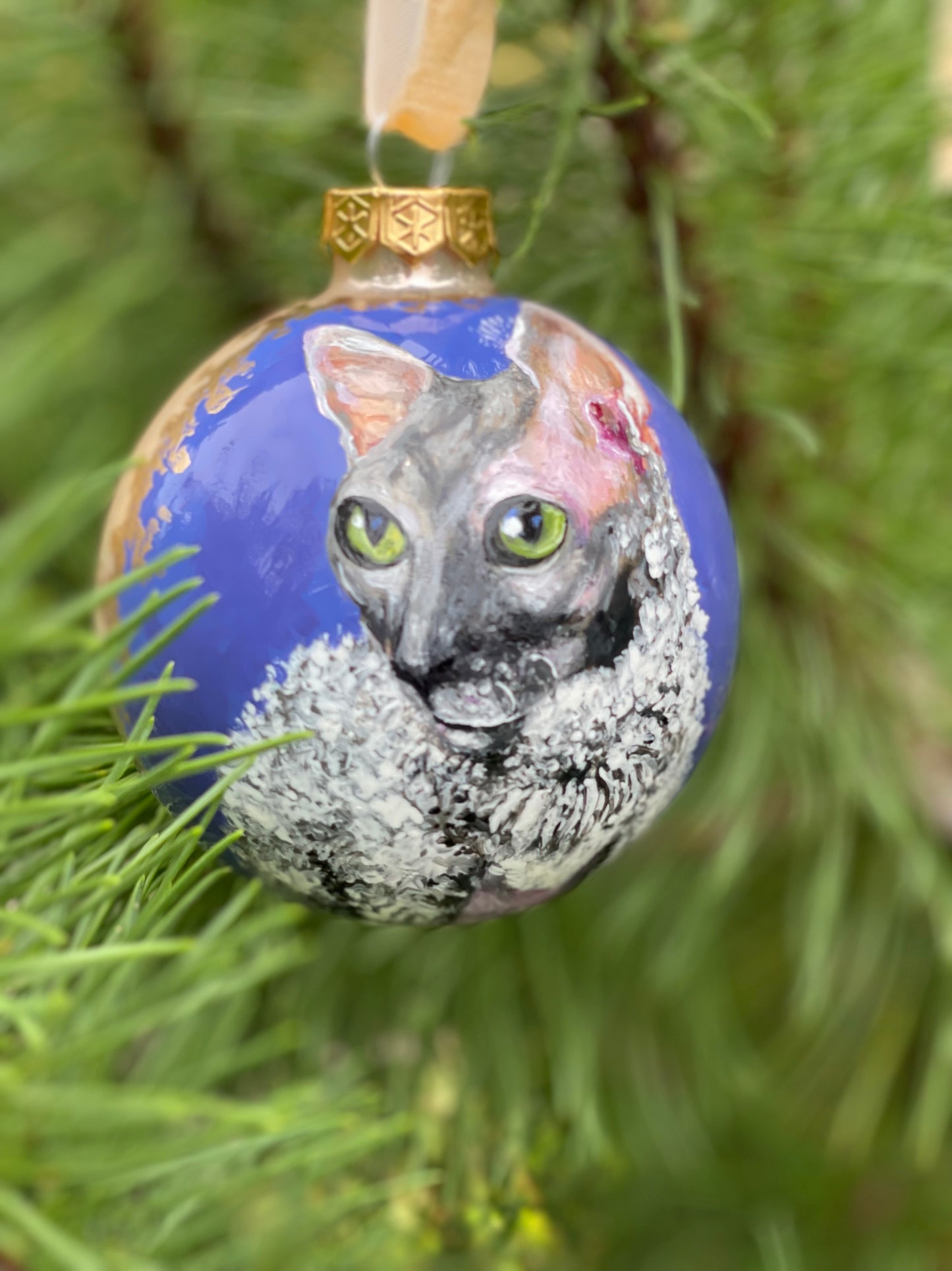 Rankų darbo eglutės burbulas su miniatiūrine tapyba | Vienetinis meno kūrinys