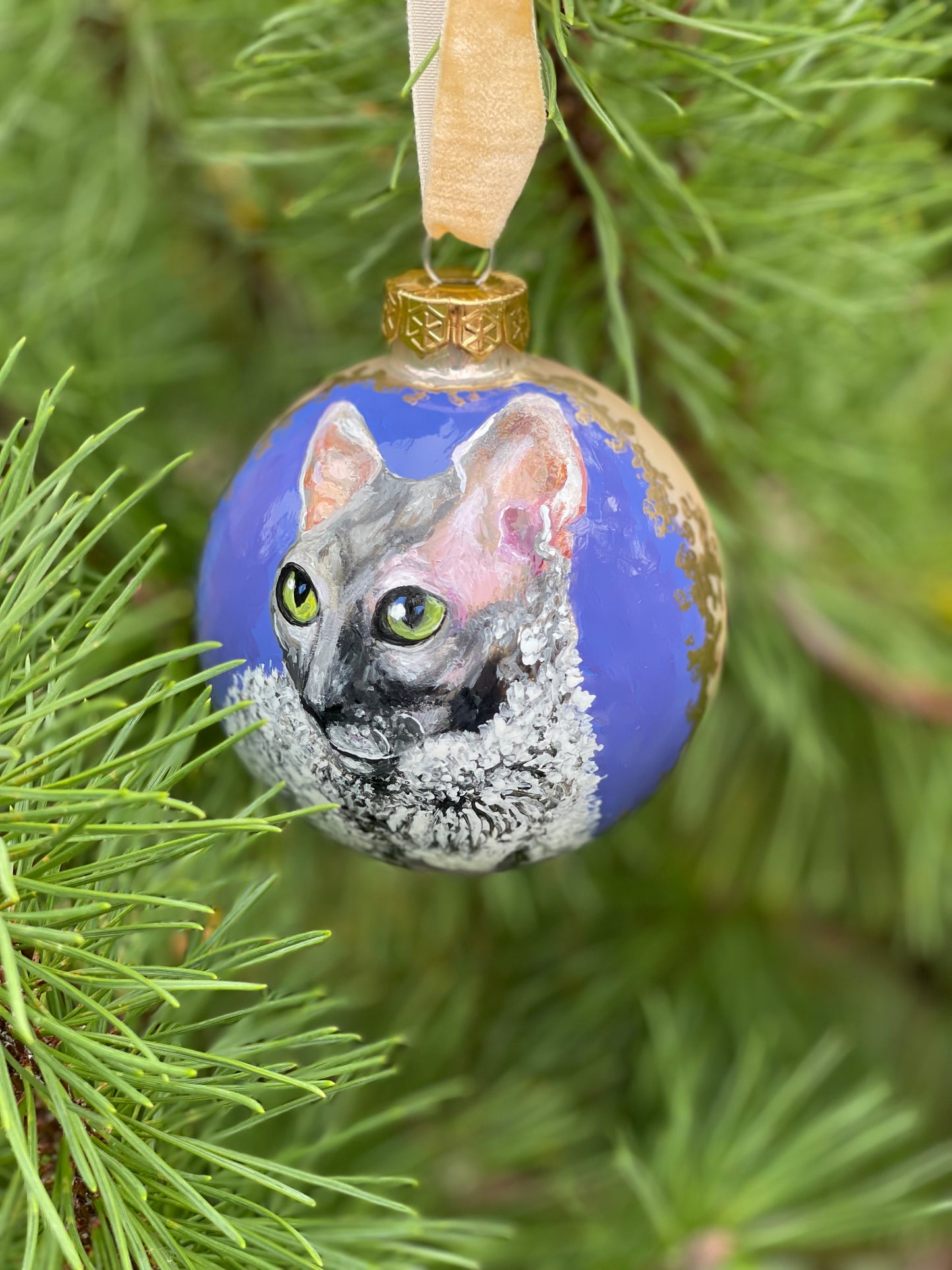 Rankų darbo eglutės burbulas su miniatiūrine tapyba | Vienetinis meno kūrinys