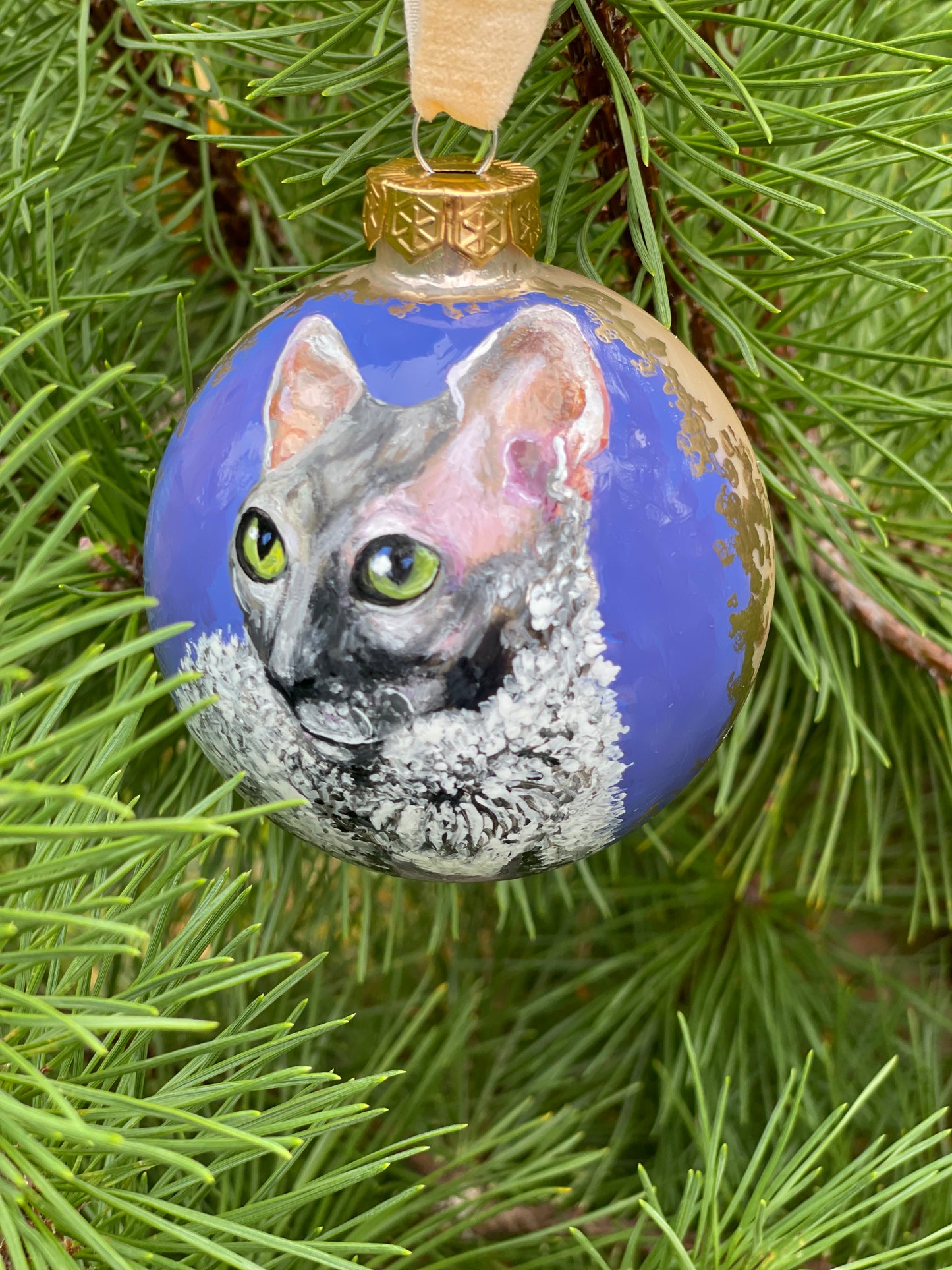 Rankų darbo eglutės burbulas su miniatiūrine tapyba | Vienetinis meno kūrinys