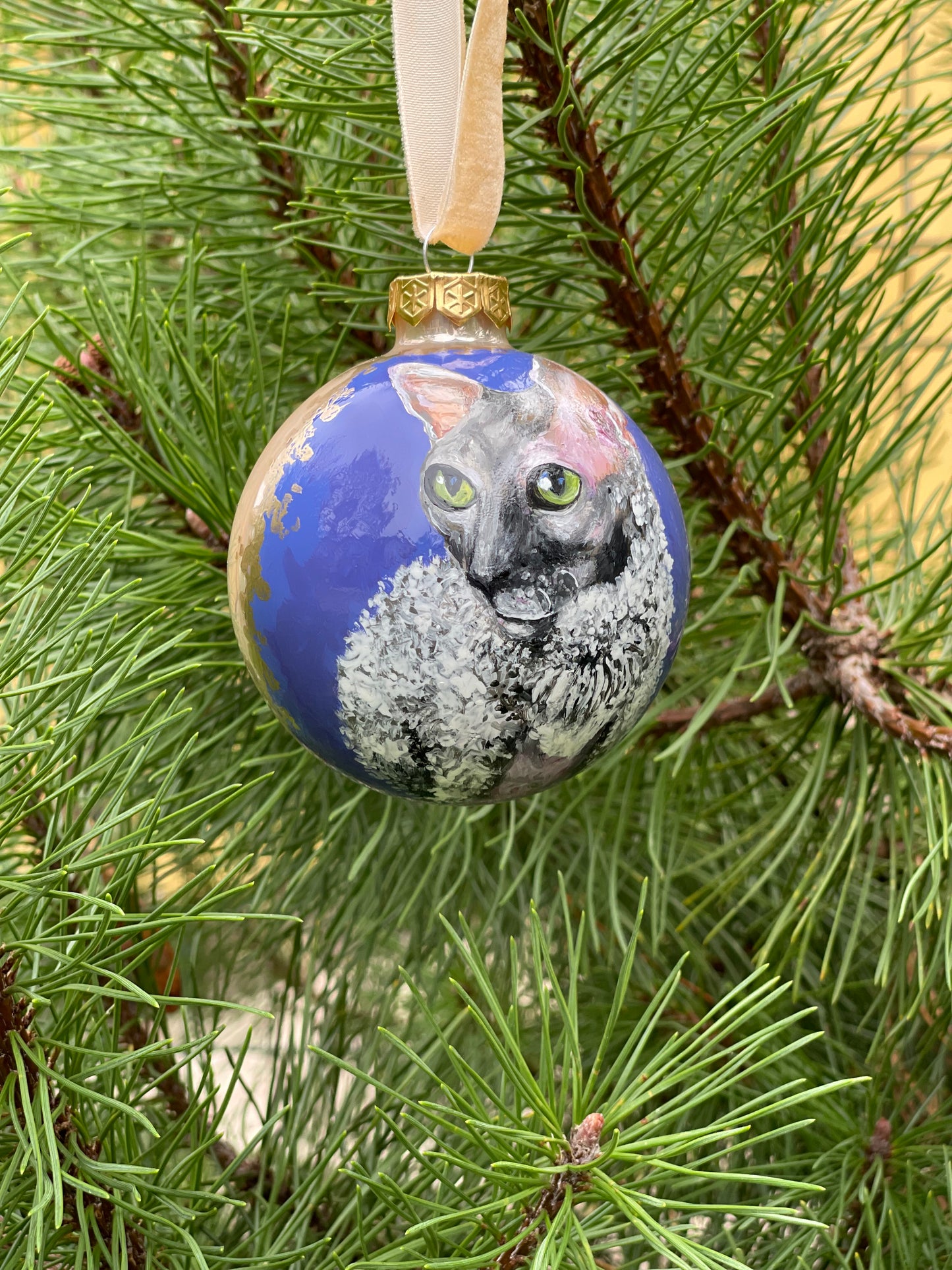 Rankų darbo eglutės burbulas su miniatiūrine tapyba | Vienetinis meno kūrinys