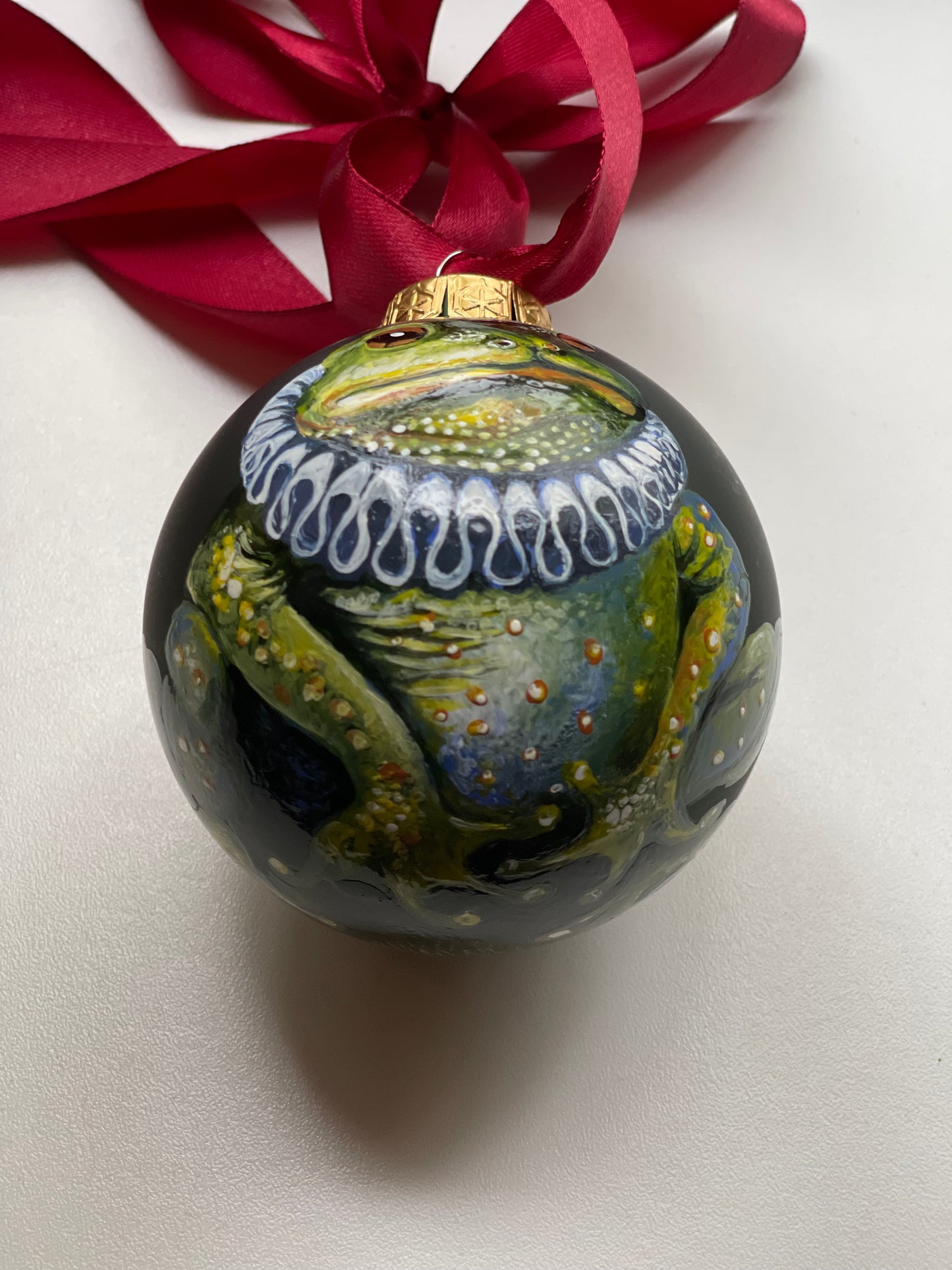 Rankų darbo eglutės burbulas su miniatiūrine tapyba | Vienetinis meno kūrinys