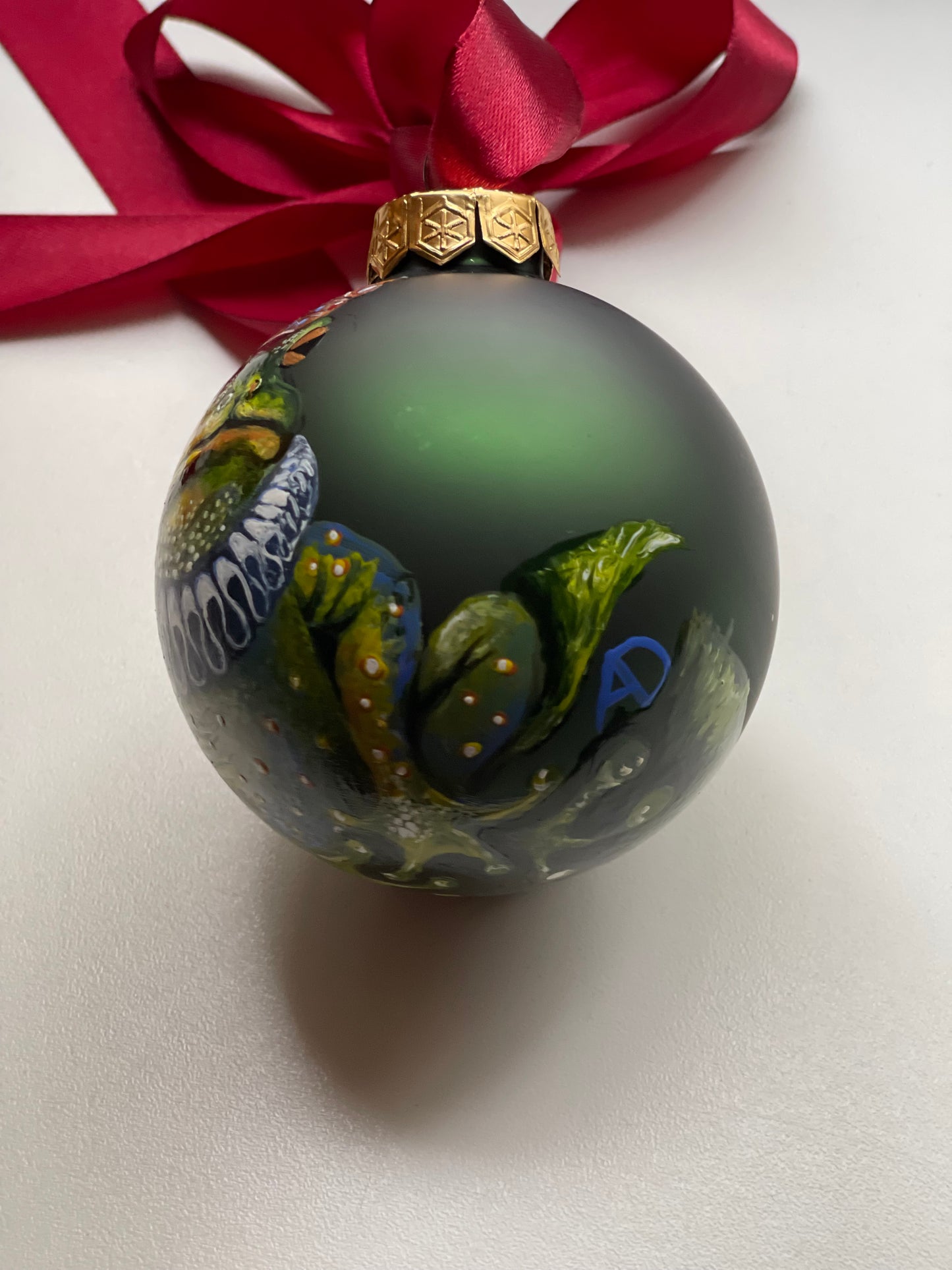 Rankų darbo eglutės burbulas su miniatiūrine tapyba | Vienetinis meno kūrinys