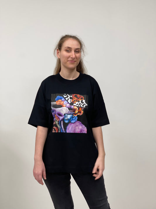 OVERSIZE UNISEX MARŠKINĖLIAI SU SPAUDINIU,,ŠNABŽDESYS"