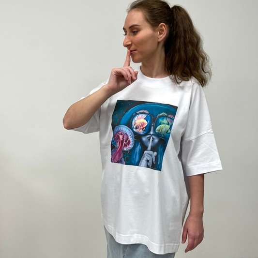 UNISEX OVERSIZE MARŠKINĖLIAI SU MENINIU SPAUDINIU,,RIFAS’’